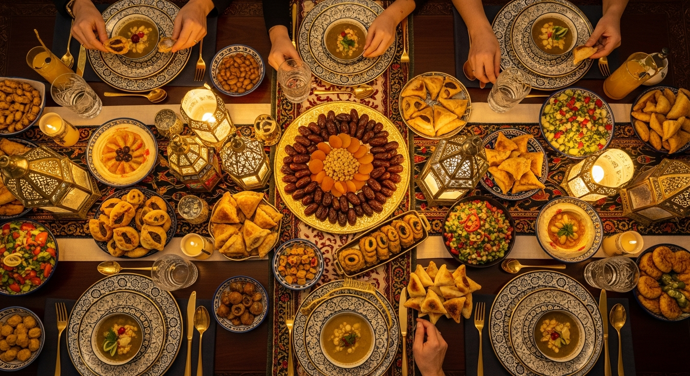 Geleneksel yemeklerle Ramazan iftar sofrası