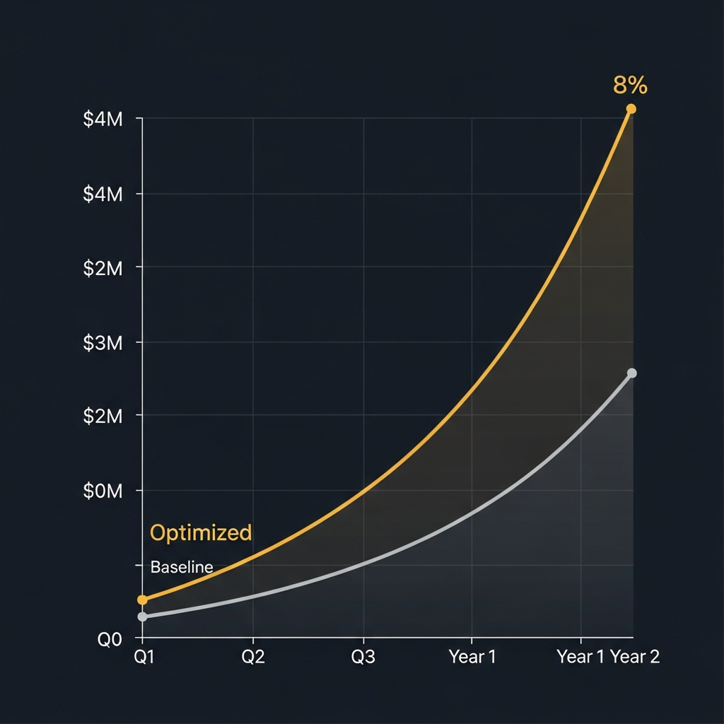 Revenue trend analysis demonstrating steady growth through optimized inventory management.